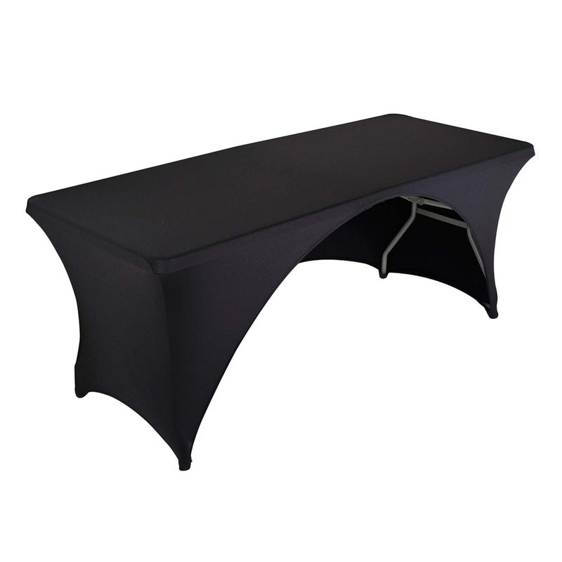 LZY Fitted Table Covers for 6 Foot Folding Tables,Open Back, Spandex/Stretch/Elastic Rectangular Table Cloths for Trade Show Display or Party (6FT-OB1PC, Black) - Image 1